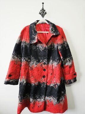 Desigual Textured Thread Coat Size 44 US XL Statement Coat Oversized Avant Garde